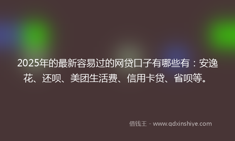 2025年的最新容易过的网贷口子有哪些有：安逸花、还呗、美团生活费、信用卡贷、省呗等。