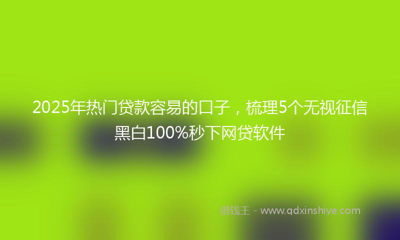2025年热门贷款容易的口子，梳理5个无视征信黑白100%秒下网贷软件