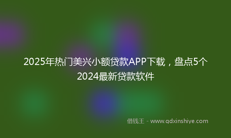 2025年热门美兴小额贷款APP下载，盘点5个2024最新贷款软件