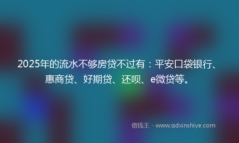 2025年的流水不够房贷不过有：平安口袋银行、惠商贷、好期贷、还呗、e微贷等。
