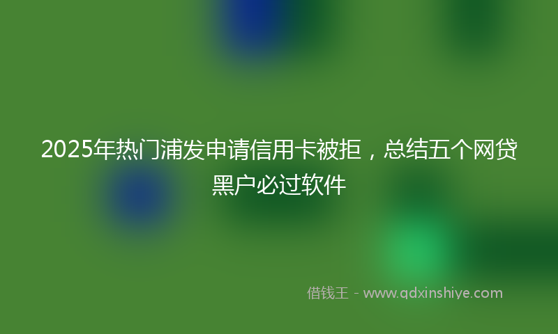 2025年热门浦发申请信用卡被拒，总结五个网贷黑户必过软件