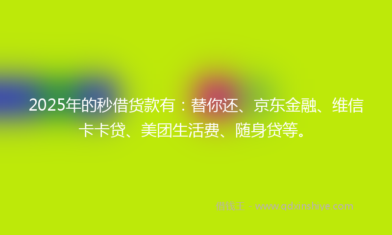 2025年的秒借货款有：替你还、京东金融、维信卡卡贷、美团生活费、随身贷等。