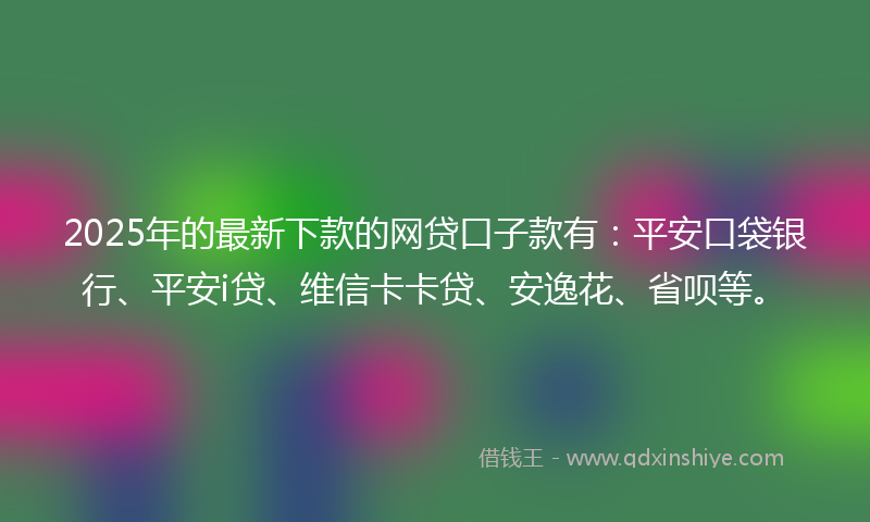 2025年的最新下款的网贷口子款有：平安口袋银行、平安i贷、维信卡卡贷、安逸花、省呗等。