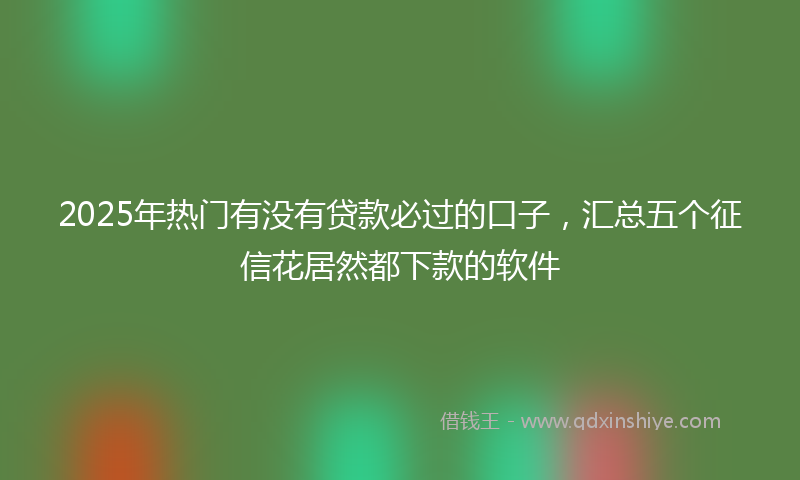 2025年热门有没有贷款必过的口子，汇总五个征信花居然都下款的软件