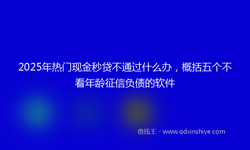 2025年热门现金秒贷不通过什么办，概括五个不看年龄征信负债的软件