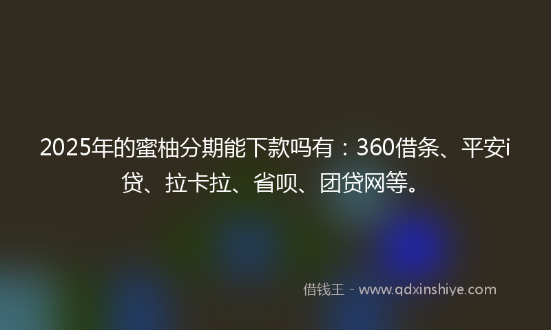 2025年的蜜柚分期能下款吗有：360借条、平安i贷、拉卡拉、省呗、团贷网等。