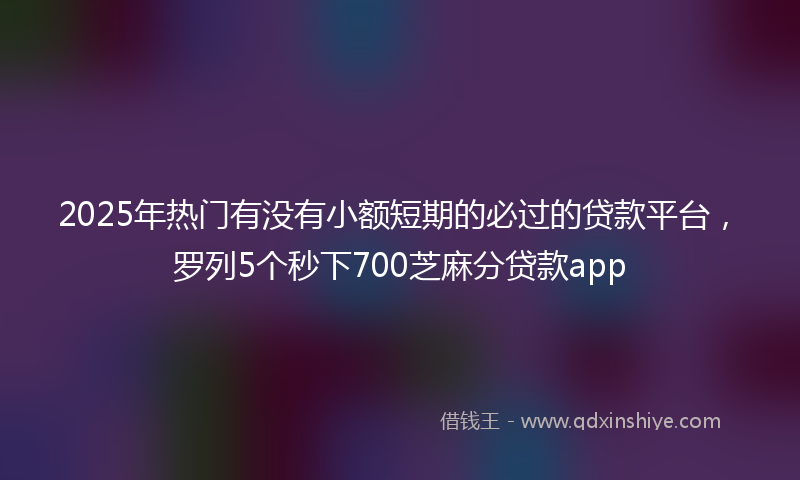 2025年热门有没有小额短期的必过的贷款平台，罗列5个秒下700芝麻分贷款app