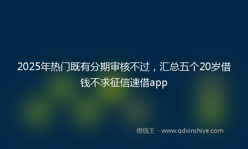 2025年热门既有分期审核不过，汇总五个20岁借钱不求征信速借app