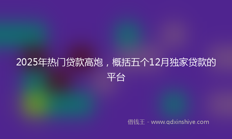 2025年热门贷款高炮，概括五个12月独家贷款的平台