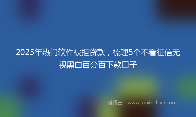 2025年热门软件被拒贷款，梳理5个不看征信无视黑白百分百下款口子