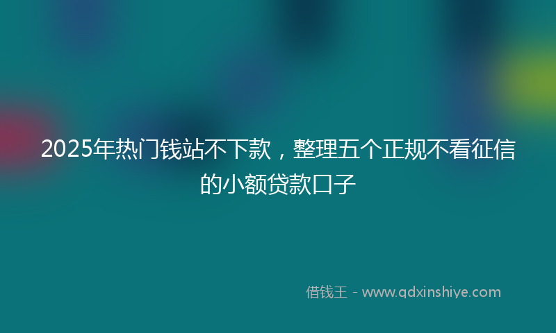 2025年热门钱站不下款，整理五个正规不看征信的小额贷款口子