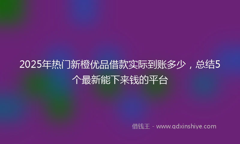 2025年热门新橙优品借款实际到账多少，总结5个最新能下来钱的平台