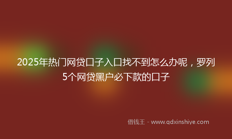 2025年热门网贷口子入口找不到怎么办呢，罗列5个网贷黑户必下款的口子