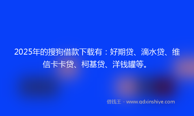 2025年的搜狗借款下载有：好期贷、滴水贷、维信卡卡贷、柯基贷、洋钱罐等。