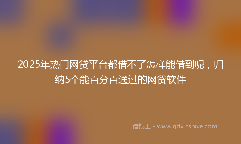 2025年热门网贷平台都借不了怎样能借到呢，归纳5个能百分百通过的网贷软件