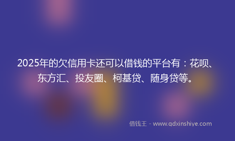 2025年的欠信用卡还可以借钱的平台有：花呗、东方汇、投友圈、柯基贷、随身贷等。