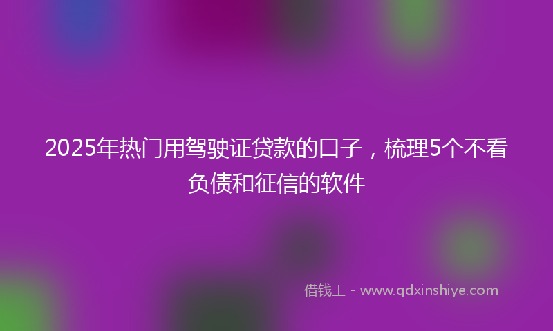2025年热门用驾驶证贷款的口子，梳理5个不看负债和征信的软件