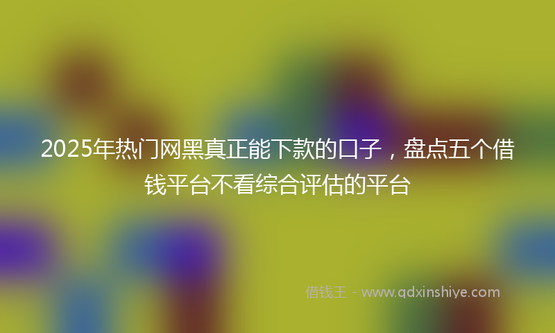 2025年热门网黑真正能下款的口子，盘点五个借钱平台不看综合评估的平台
