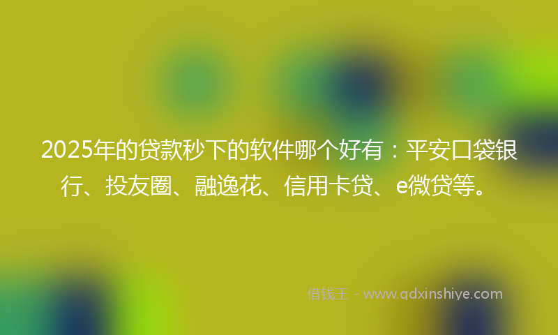 2025年的贷款秒下的软件哪个好有：平安口袋银行、投友圈、融逸花、信用卡贷、e微贷等。