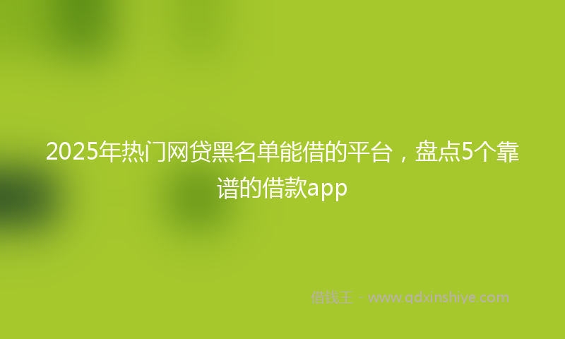 2025年热门网贷黑名单能借的平台，盘点5个靠谱的借款app