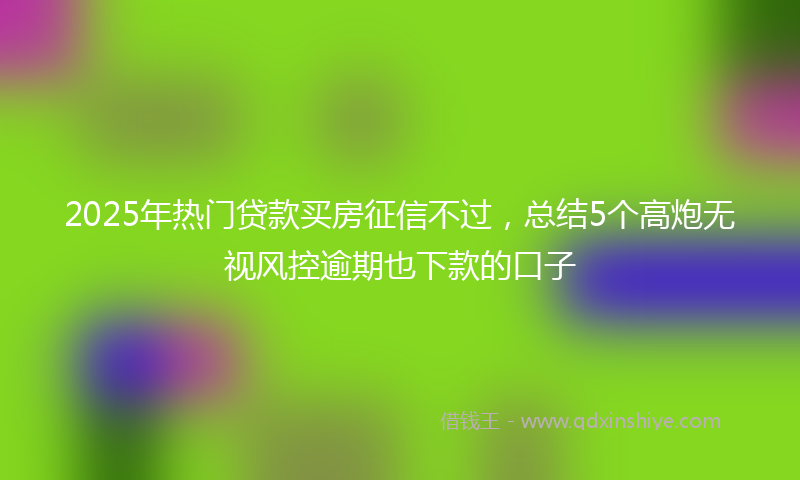 2025年热门贷款买房征信不过，总结5个高炮无视风控逾期也下款的口子