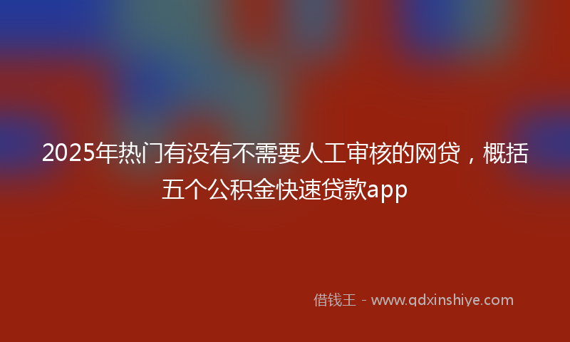 2025年热门有没有不需要人工审核的网贷，概括五个公积金快速贷款app