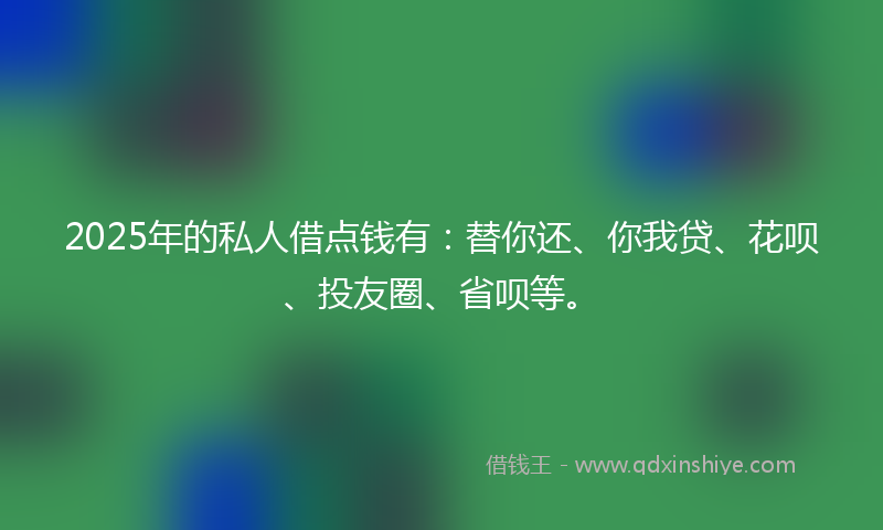 2025年的私人借点钱有：替你还、你我贷、花呗、投友圈、省呗等。
