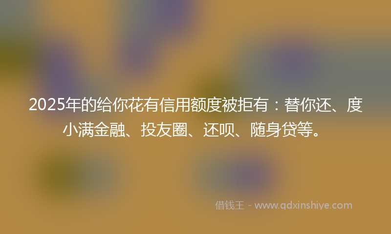 2025年的给你花有信用额度被拒有：替你还、度小满金融、投友圈、还呗、随身贷等。