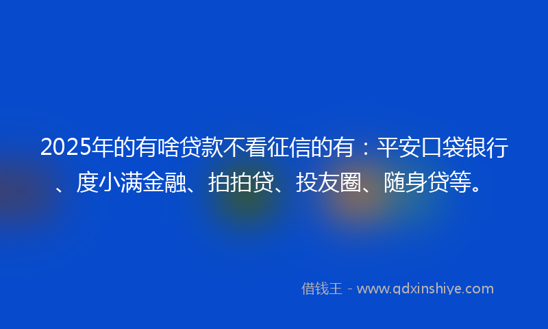 2025年的有啥贷款不看征信的有：平安口袋银行、度小满金融、拍拍贷、投友圈、随身贷等。