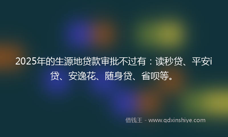 2025年的生源地贷款审批不过有：读秒贷、平安i贷、安逸花、随身贷、省呗等。