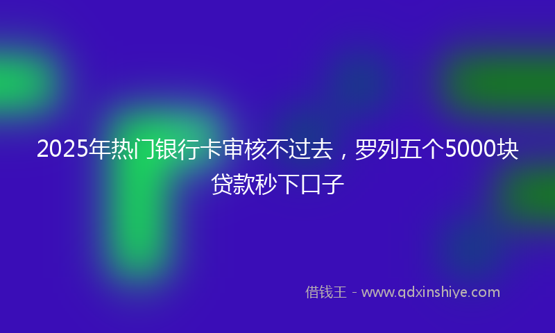 2025年热门银行卡审核不过去，罗列五个5000块贷款秒下口子