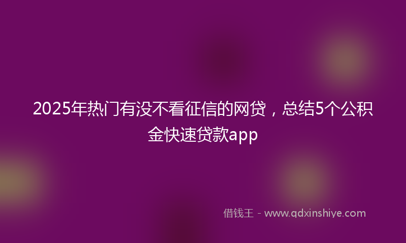 2025年热门有没不看征信的网贷，总结5个公积金快速贷款app