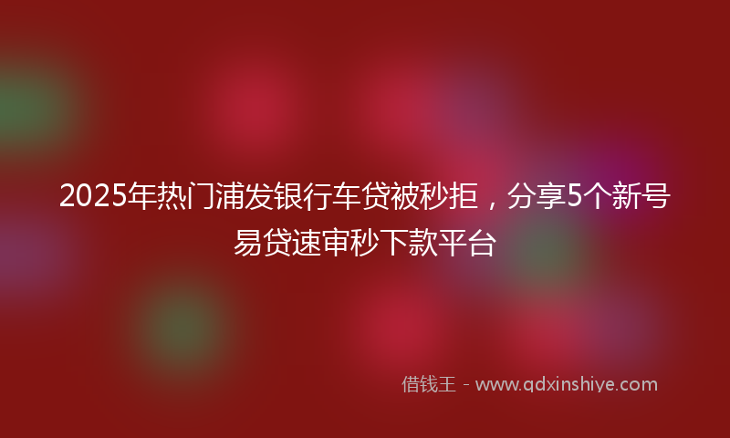 2025年热门浦发银行车贷被秒拒，分享5个新号易贷速审秒下款平台