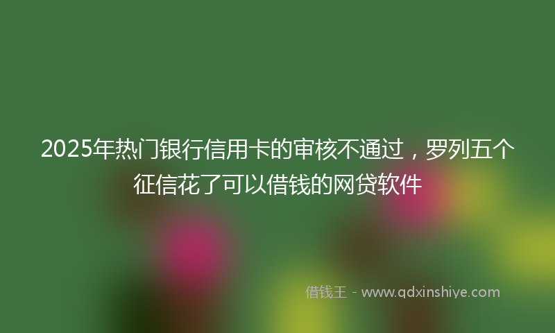 2025年热门银行信用卡的审核不通过，罗列五个征信花了可以借钱的网贷软件