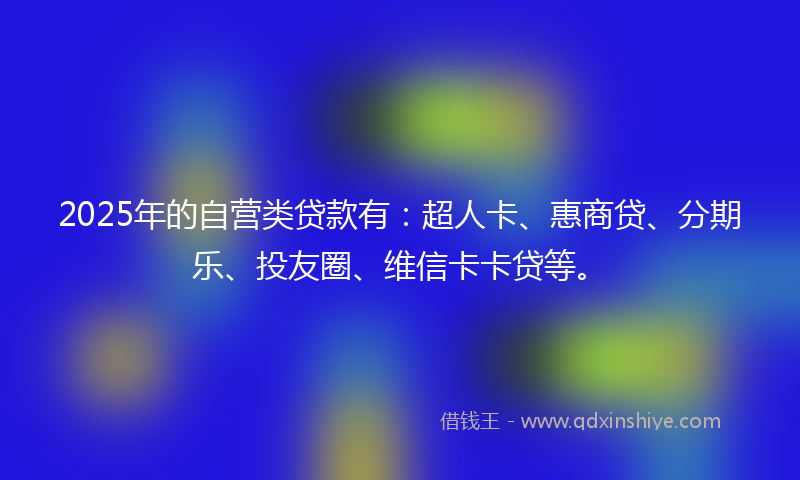 2025年的自营类贷款有：超人卡、惠商贷、分期乐、投友圈、维信卡卡贷等。