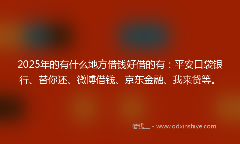 2025年的有什么地方借钱好借的有：平安口袋银行、替你还、微博借钱、京东金融、我来贷等。