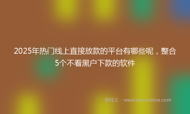 2025年热门线上直接放款的平台有哪些呢，整合5个不看黑户下款的软件