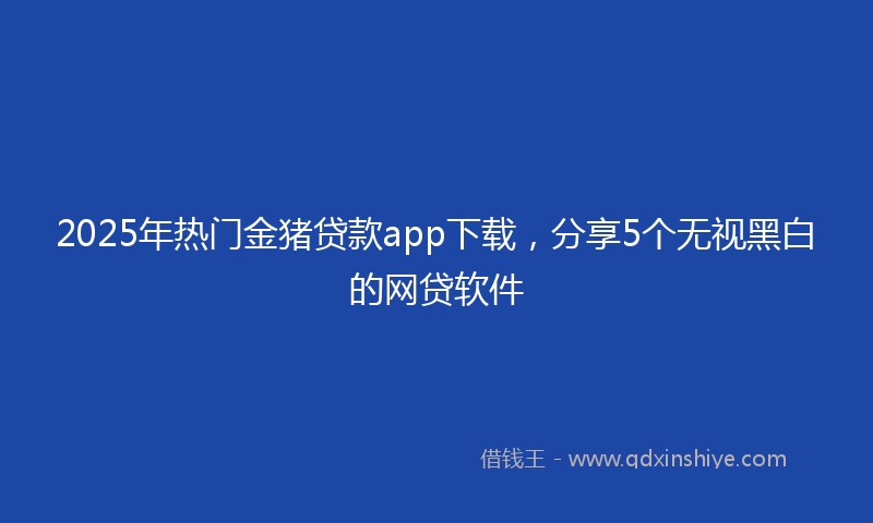 2025年热门金猪贷款app下载，分享5个无视黑白的网贷软件