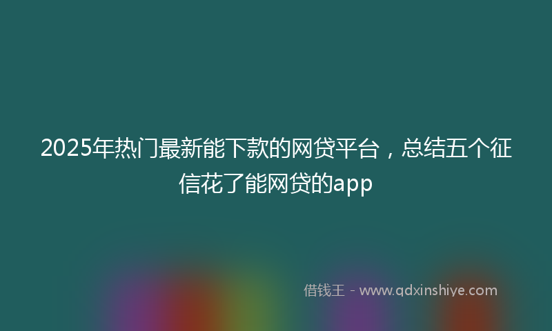 2025年热门最新能下款的网贷平台，总结五个征信花了能网贷的app