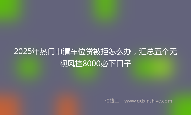 2025年热门申请车位贷被拒怎么办，汇总五个无视风控8000必下口子
