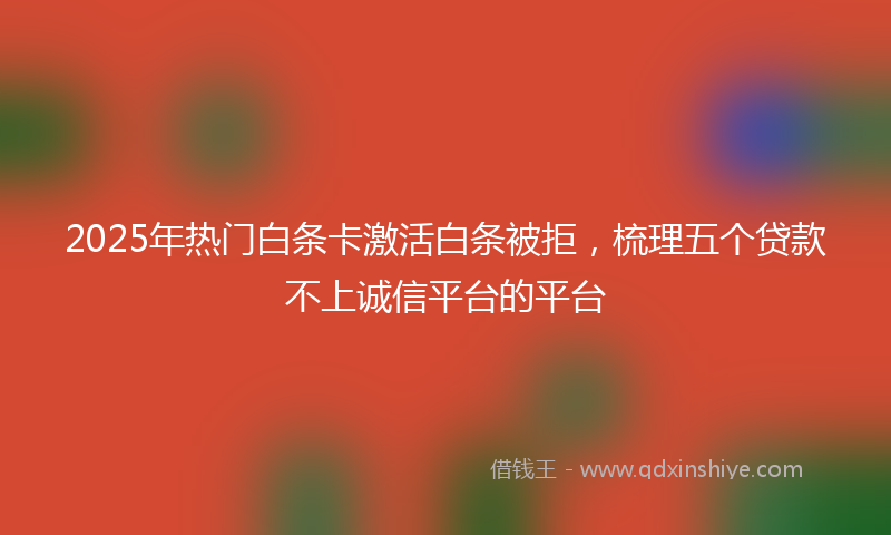2025年热门白条卡激活白条被拒，梳理五个贷款不上诚信平台的平台
