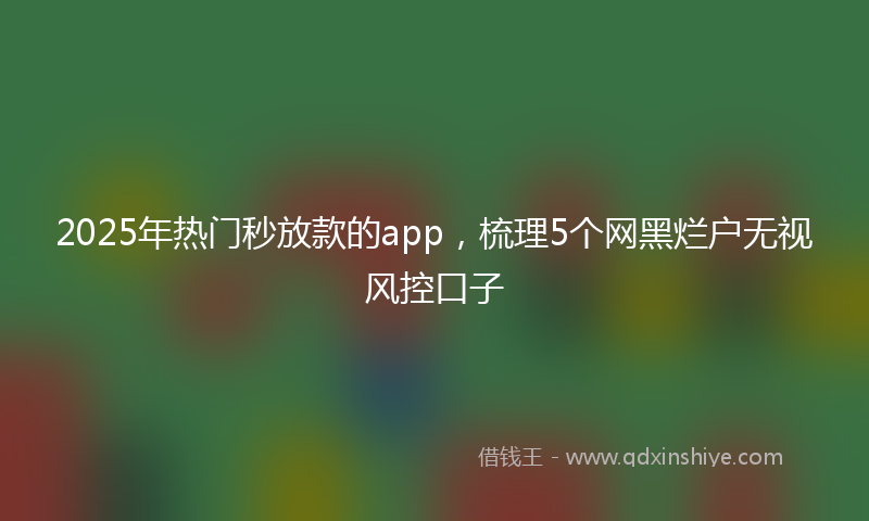 2025年热门秒放款的app，梳理5个网黑烂户无视风控口子