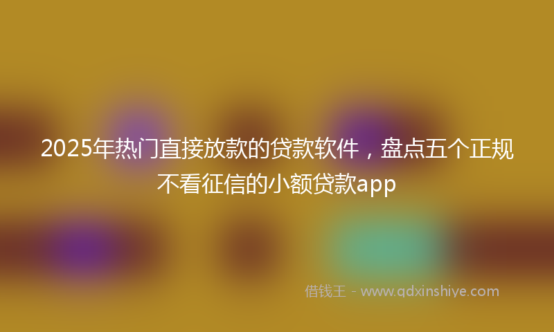 2025年热门直接放款的贷款软件，盘点五个正规不看征信的小额贷款app
