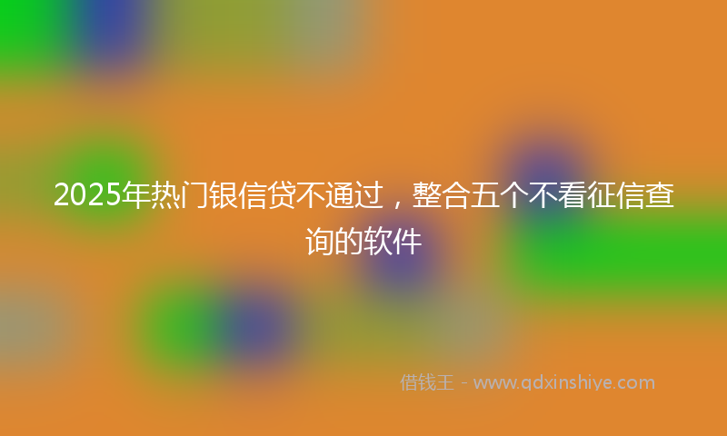 2025年热门银信贷不通过，整合五个不看征信查询的软件