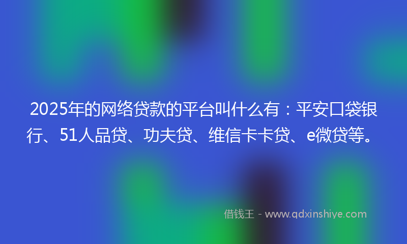 2025年的网络贷款的平台叫什么有：平安口袋银行、51人品贷、功夫贷、维信卡卡贷、e微贷等。