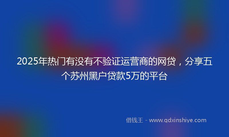 2025年热门有没有不验证运营商的网贷，分享五个苏州黑户贷款5万的平台