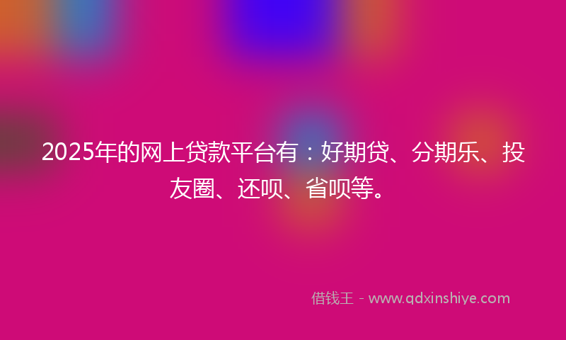 2025年的网上贷款平台有：好期贷、分期乐、投友圈、还呗、省呗等。