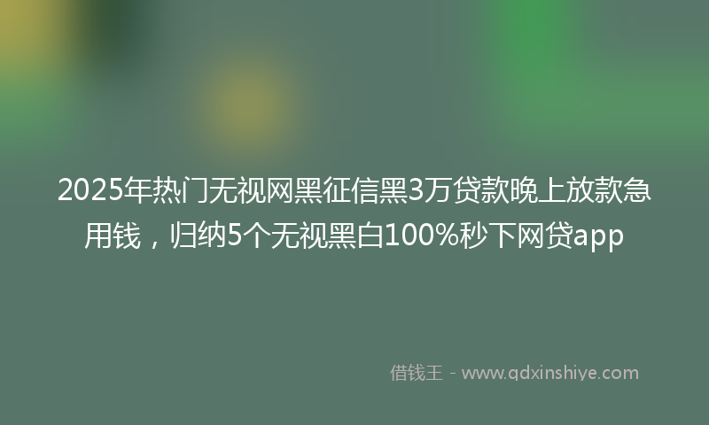 2025年热门无视网黑征信黑3万贷款晚上放款急用钱，归纳5个无视黑白100%秒下网贷app