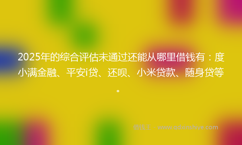 2025年的综合评估未通过还能从哪里借钱有：度小满金融、平安i贷、还呗、小米贷款、随身贷等。