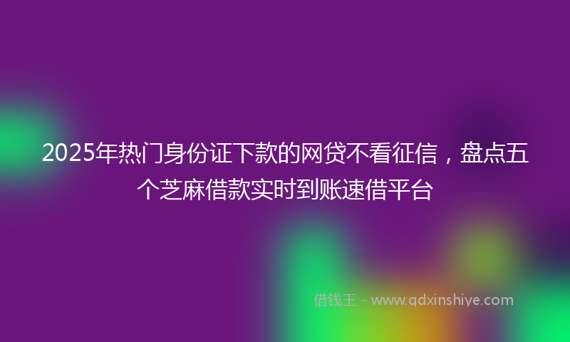 2025年热门身份证下款的网贷不看征信，盘点五个芝麻借款实时到账速借平台